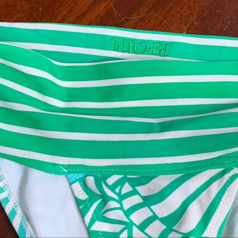 Rip Curl Striped Leaf Print Fold Down Bikini Bottoms